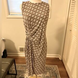Garnet Hill Brown Patterned Dress with twist detail at waist